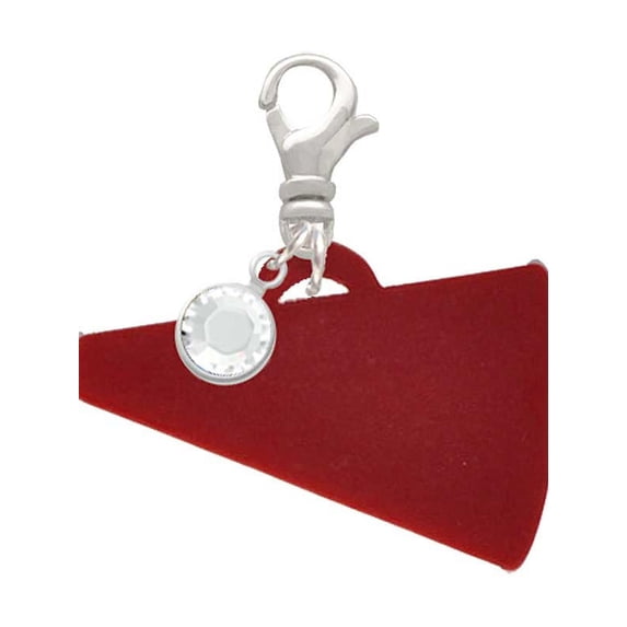 Delight Jewelry Acrylic 1.25" Maroon Megaphone - Silvertone Clip on Charm with Clear Crystal Drop