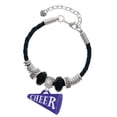 thumbnail image 1 of Delight Jewelry Acrylic 1.25" Navy Cheer Megaphone Mom Celtic Knot Leather Bead Bracelet, 7"+2" Extender, 1 of 4