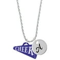 thumbnail image 1 of Delight Jewelry Acrylic 1.25" Navy Cheer Megaphone Silvertone Script Initial Disc - A - Charm Necklace, 20"+3", 1 of 4