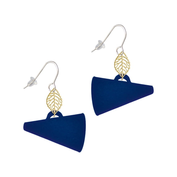 Delight Jewelry Acrylic 1.25" Navy Megaphone Goldtone Leaf French Earrings