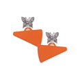 thumbnail image 1 of Delight Jewelry Acrylic 1.25" Orange Megaphone Silvertone Antiqued Butterfly Post Earrings, 1 of 4
