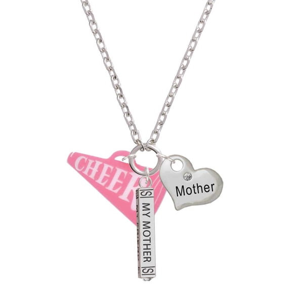 Delight Jewelry Acrylic 1.25" Pink Cheer Megaphone Always My Mother Bar Zoe Necklace