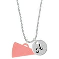 thumbnail image 1 of Delight Jewelry Acrylic 1.25" Pink Megaphone Silvertone Script Initial Disc - A - Charm Necklace, 20"+3", 1 of 4