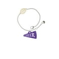 thumbnail image 1 of Delight Jewelry Acrylic 1.25" Purple Cheer Megaphone - Goldtone Leaf Delicate Bracelet, 6.25+1.75", 1 of 4
