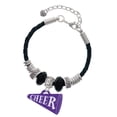 thumbnail image 1 of Delight Jewelry Acrylic 1.25" Purple Cheer Megaphone Lil Sister Celtic Knot Leather Bead Bracelet, 7"+2" Extender, 1 of 4