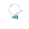 thumbnail image 1 of Delight Jewelry Acrylic 1.25" Teal Cheer Megaphone - Silvertone Leaf Delicate Bracelet, 6.25+1.75", 1 of 4
