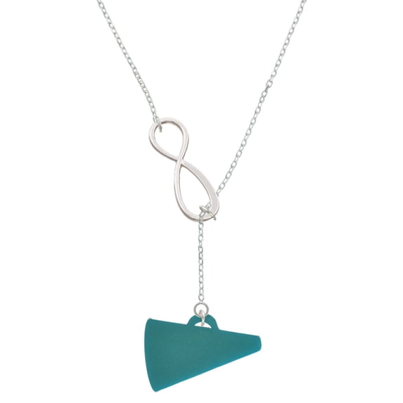 Delight Jewelry Acrylic 1.25" Teal Megaphone Silver tone Elegant Infinity Lariat Necklace