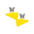 thumbnail image 1 of Delight Jewelry Acrylic 1.25" Yellow Megaphone Silvertone Antiqued Butterfly Post Earrings, 1 of 4