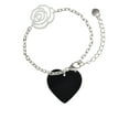 thumbnail image 1 of Delight Jewelry Acrylic 1" Black Heart Silver-tone Flower Link Chain Bracelet, 6.75"+2" Extender, 1 of 4