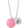 thumbnail image 1 of Delight Jewelry Acrylic 1" Disc Red Imitation Pearl Silvertone Script Initial Disc - A - Charm Necklace, 20"+3", 1 of 4