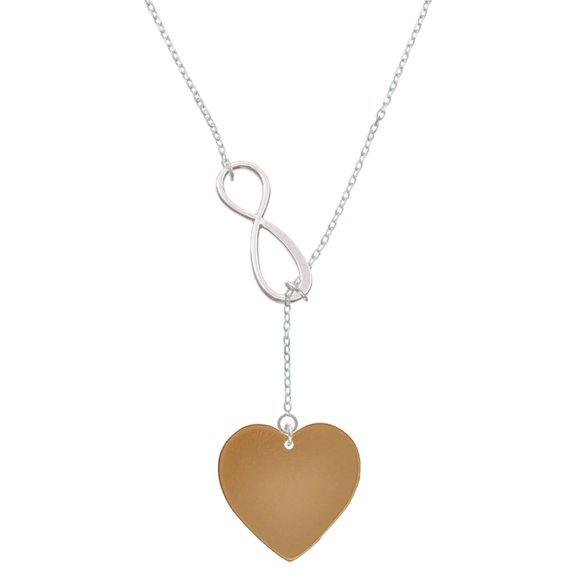 Delight Jewelry Acrylic 1" Goldtone Heart Silver tone Elegant Infinity Lariat Necklace