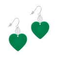 thumbnail image 1 of Delight Jewelry Acrylic 1" Green Heart Silvertone Leaf French Earrings, 1 of 5