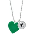 thumbnail image 1 of Delight Jewelry Acrylic 1" Green Heart Silvertone Script Initial Disc - C - Charm Necklace, 20"+3", 1 of 4