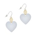 thumbnail image 1 of Delight Jewelry Acrylic 1" Imitation Pearl Heart Goldtone Leaf French Earrings, 1 of 4