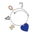 thumbnail image 1 of Delight Jewelry Acrylic 1" Navy Blue Heart Multi-Colored Crystal Love Charm Bracelet, 1 of 5
