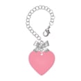 thumbnail image 1 of Delight Jewelry Acrylic 1" Pink Heart - Silvertone Bow Charm Accessory for Tumblers and Thermal Cups, 1 of 4