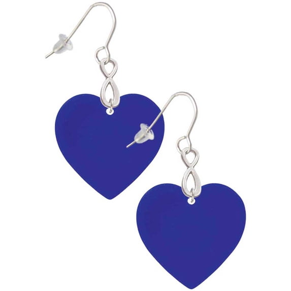 Delight Jewelry Acrylic 1" Royal Blue Heart Silver tone Infinity French Earrings