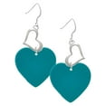 thumbnail image 1 of Delight Jewelry Acrylic 1" Teal Heart Open Heart French Earrings, 1 of 4