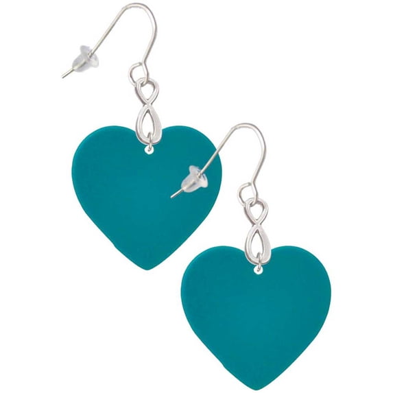 Delight Jewelry Acrylic 1" Teal Heart Silver tone Infinity French Earrings