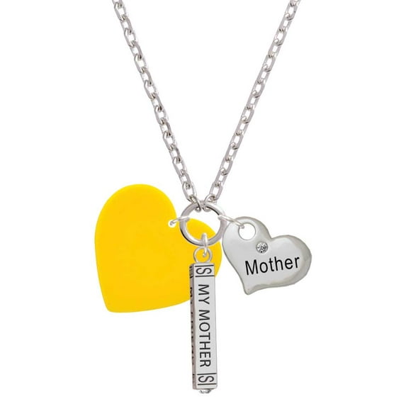 Delight Jewelry Acrylic 1" Yellow Heart Always My Mother Bar Zoe Necklace
