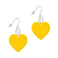 thumbnail image 1 of Delight Jewelry Acrylic 1" Yellow Heart Silvertone Leaf French Earrings, 1 of 5