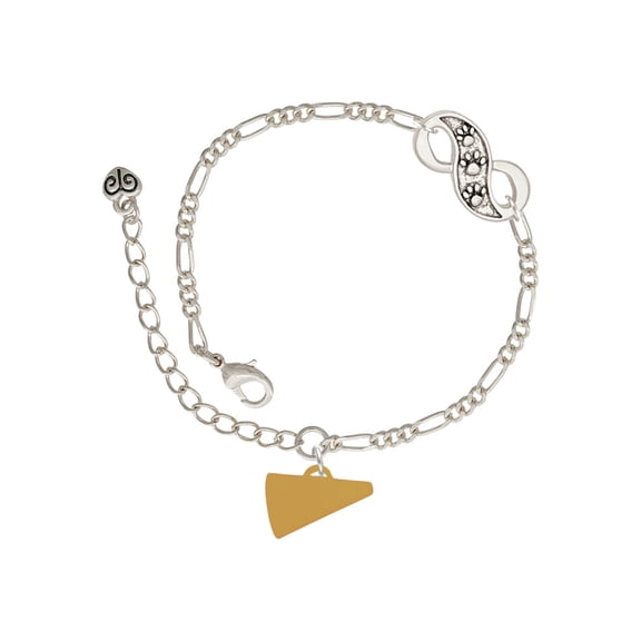 Delight Jewelry Acrylic 3/4" Goldtone Megaphone Silver-tone Paw Infinity Link Chain Bracelet, 6"+2" Extender