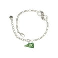 thumbnail image 1 of Delight Jewelry Acrylic 3/4" Green Cheer Megaphone Silver-tone Paw Infinity Link Chain Bracelet, 6"+2" Extender, 1 of 3