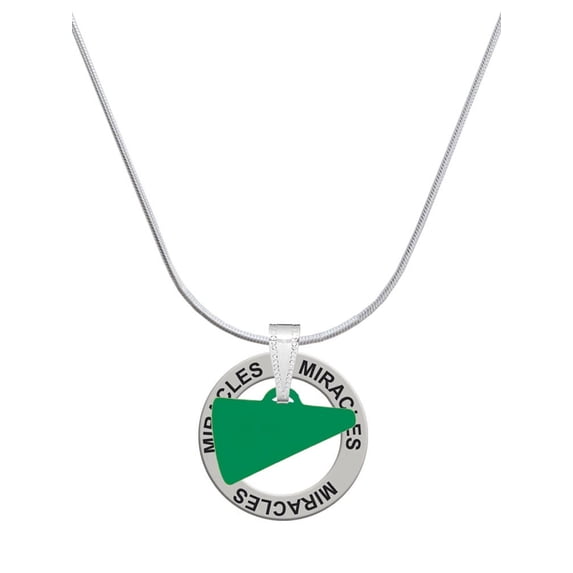 Delight Jewelry Acrylic 3/4" Green Megaphone Miracles Ring Charm Necklace, 18"