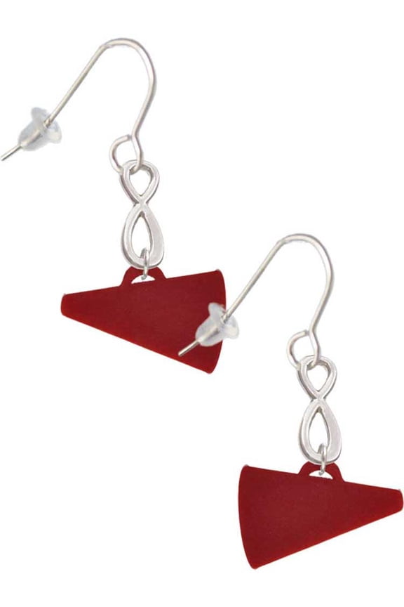 Acrylic 3/4" Maroon Megaphone Silver tone Infinity French Earrings