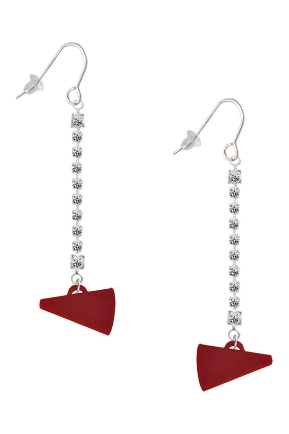 Acrylic 3/4" Maroon Megaphone - Silver-tone Long Sparkle Dangle French Earrings