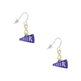 thumbnail image 1 of Delight Jewelry Acrylic 3/4" Navy Cheer Megaphone Gold Tone Infinity French Earrings, 1 of 4