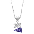 thumbnail image 1 of Delight Jewelry Acrylic 3/4" Navy Cheer Megaphone Silver tone Bow Heart Necklace, 1 of 4