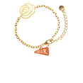 thumbnail image 1 of Delight Jewelry Acrylic 3/4" Orange Cheer Megaphone Gold-tone Flower Link Chain Bracelet, 6.75"+2" Extender, 1 of 4