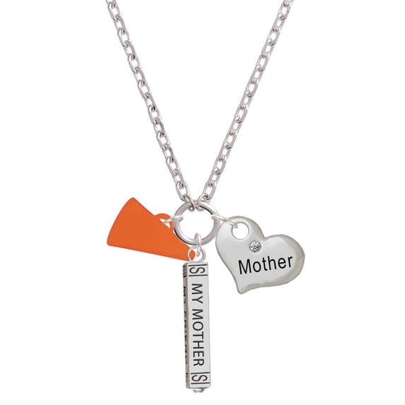 Delight Jewelry Acrylic 3/4" Orange Megaphone Always My Mother Bar Zoe Necklace