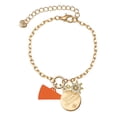 thumbnail image 1 of Delight Jewelry Acrylic 3/4" Orange Megaphone Goldtone Discover Dream Explore Zoey Charm Bracelet, 6.5+2" Extender, 1 of 1