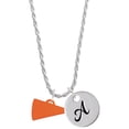 thumbnail image 1 of Delight Jewelry Acrylic 3/4" Orange Megaphone Silvertone Script Initial Disc - A - Charm Necklace, 20"+3", 1 of 4