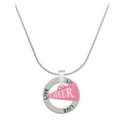 Delight Jewelry Acrylic 3/4" Pink Cheer Megaphone Live Ring Charm Necklace, 18"