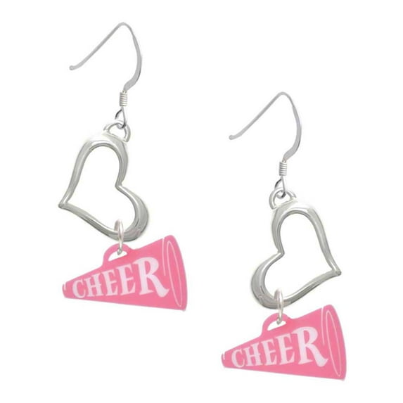 Delight Jewelry Acrylic 3/4" Pink Cheer Megaphone Open Heart French Earrings