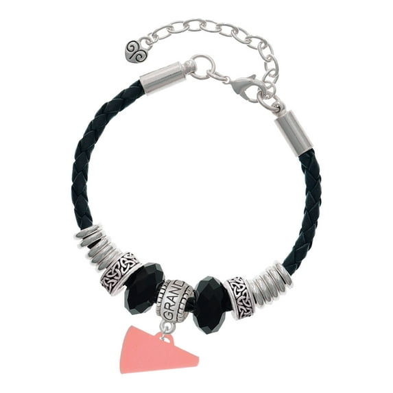 Delight Jewelry Acrylic 3/4" Pink Megaphone Granddaughter Celtic Knot Leather Bead Bracelet, 7"+2" Extender