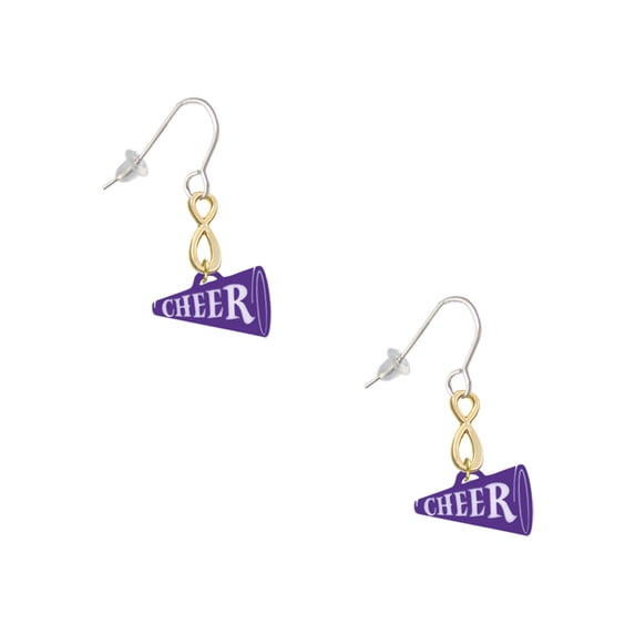 Delight Jewelry Acrylic 3/4" Purple Cheer Megaphone Gold Tone Infinity French Earrings