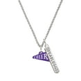 thumbnail image 1 of Delight Jewelry Acrylic 3/4" Purple Cheer Megaphone Silvertone Fearless Bar Charm Necklace, 23", 1 of 4