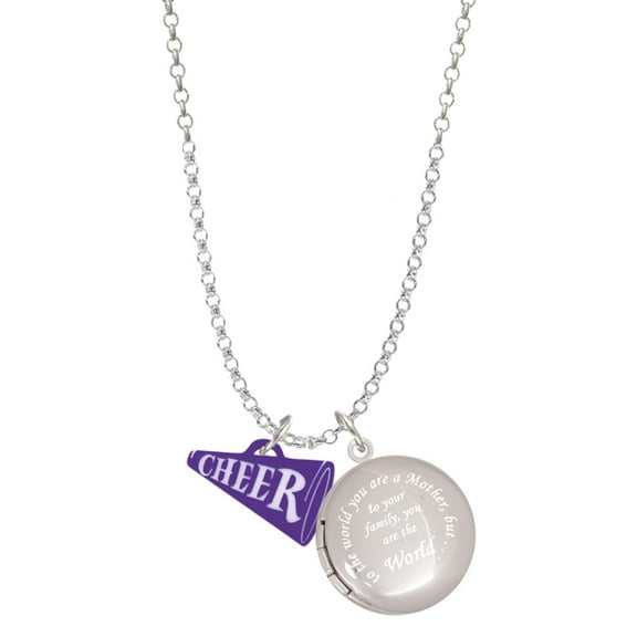 Delight Jewelry Acrylic 3/4" Purple Cheer Megaphone To the World You are a Mother Locket Necklace