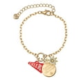 thumbnail image 1 of Delight Jewelry Acrylic 3/4" Red Cheer Megaphone Goldtone Discover Dream Explore Zoey Charm Bracelet, 6.5+2" Extender, 1 of 1