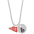 thumbnail image 1 of Delight Jewelry Acrylic 3/4" Red Cheer Megaphone Silvertone Script Initial Disc - & - Charm Necklace, 20"+3", 1 of 4