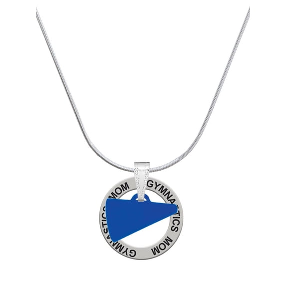 Delight Jewelry Acrylic 3/4" Royal Blue Megaphone Gymnastics Mom Ring Charm Necklace, 18"