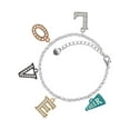 thumbnail image 1 of Delight Jewelry Acrylic 3/4" Teal Cheer Megaphone Multi-Colored Crystal Love Charm Bracelet, 1 of 5