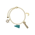 thumbnail image 1 of Delight Jewelry Acrylic 3/4" Teal Megaphone Goldtone Dream Big Charm Bracelet, 7.5+2" Extender, 1 of 4