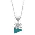 thumbnail image 1 of Delight Jewelry Acrylic 3/4" Teal Megaphone Silver tone Bow Heart Necklace, 1 of 4