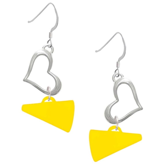 Delight Jewelry Acrylic 3/4" Yellow Megaphone Open Heart French Earrings