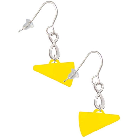 Delight Jewelry Acrylic 3/4" Yellow Megaphone Silver tone Infinity French Earrings
